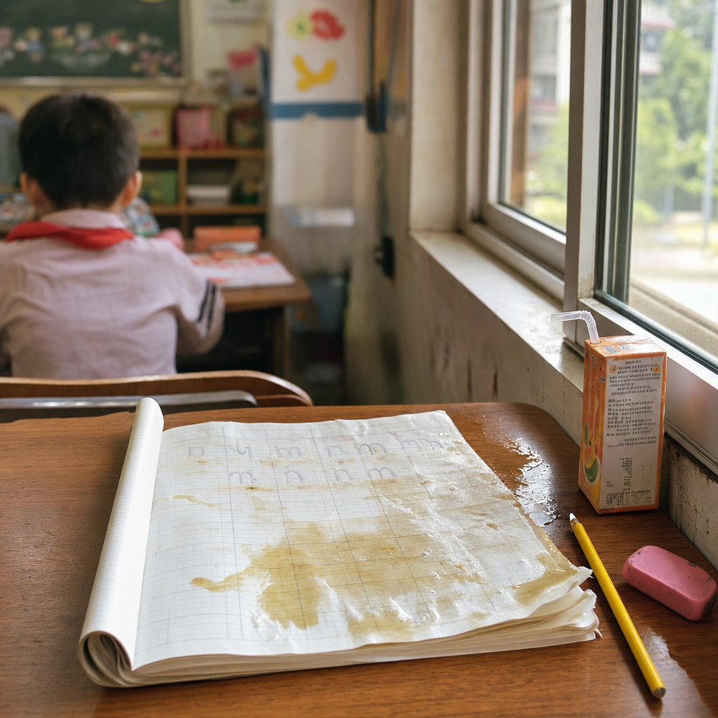 那本被果汁弄湿的拼音本,让本人第一次学会声调不是唱歌,而是方向 | A Pinyin Notebook Spilled with Juice Taught Me That Tones Are Not Singing but Direction