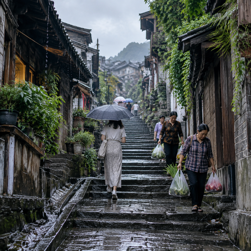遵义老城坡道上,我把台阶数错了 | I Lost Count of the Steps on Zunyi’s Old-Town Slopes