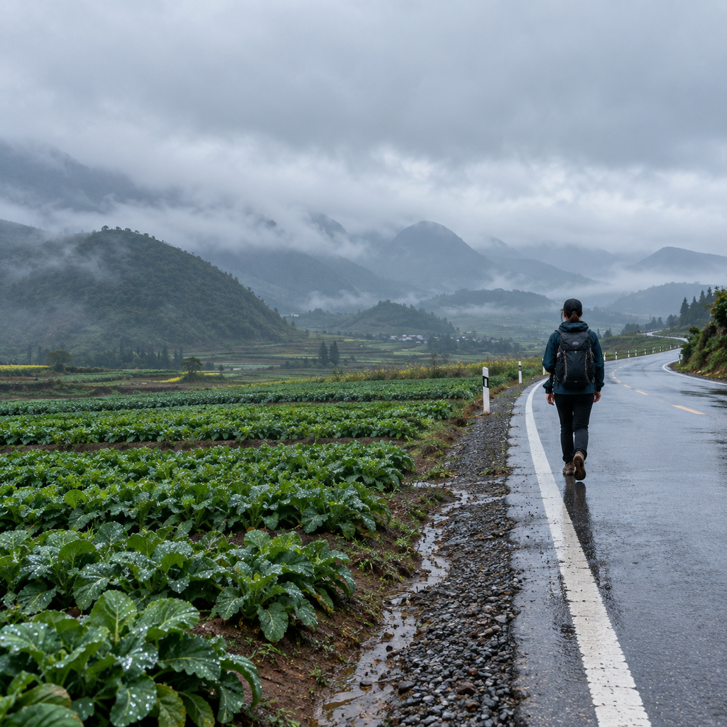 罗平没有油菜花的那天，我还是走上了田野公路 | I Took Luoping&rsquo;s Country Road Even Without the Canola Blooms