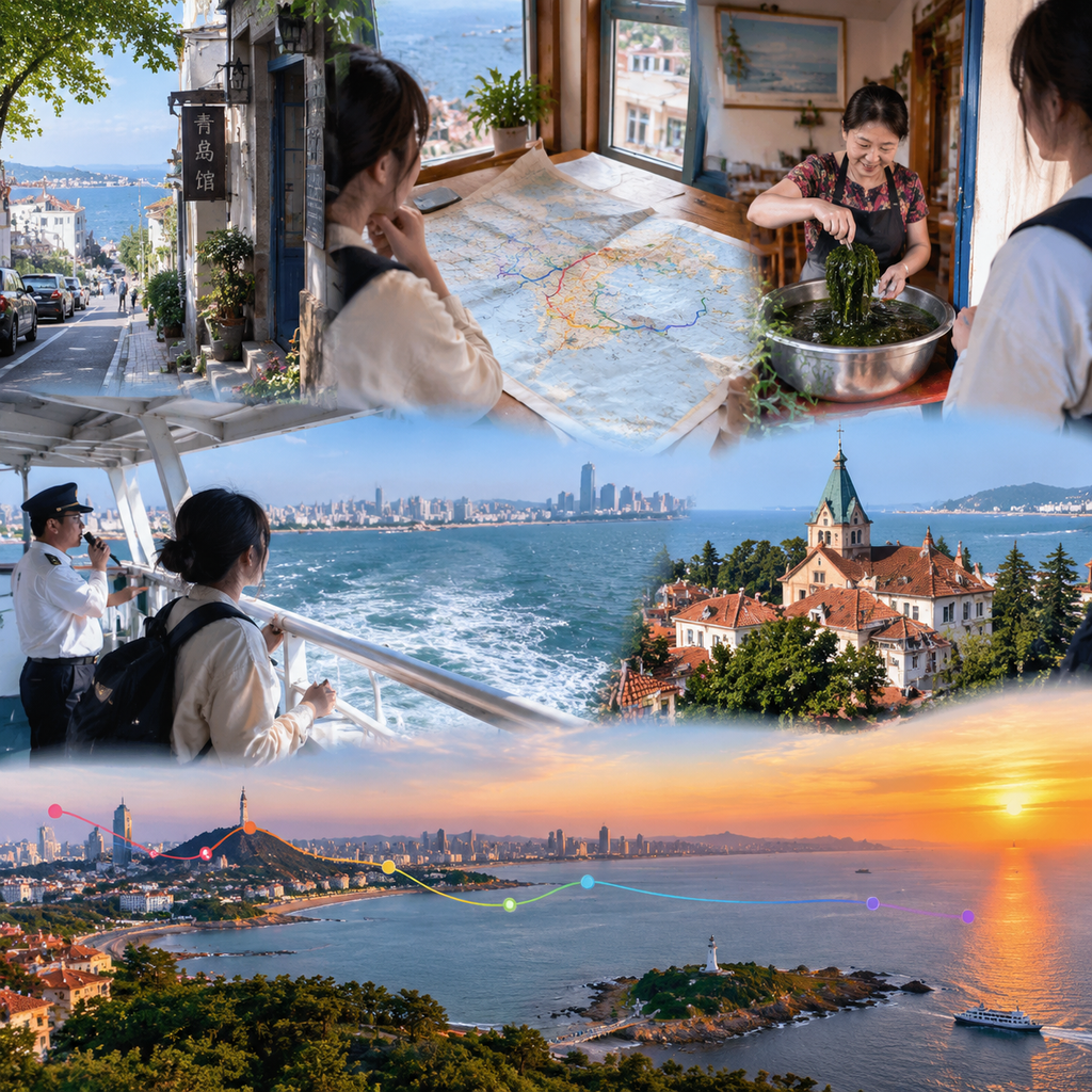 青岛轮渡的两次靠岸,把海边一天排成了弧线 | Two Ferry Landings Turned a Qingdao Day into an Arc