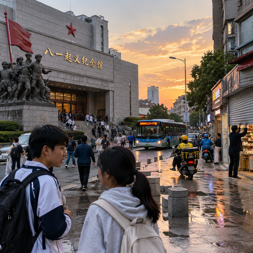 在南昌八一起义纪念馆外，我把城市记忆放进晚风里 | Outside the Nanchang Uprising Memorial, I Put City Memory into the Evening Wind