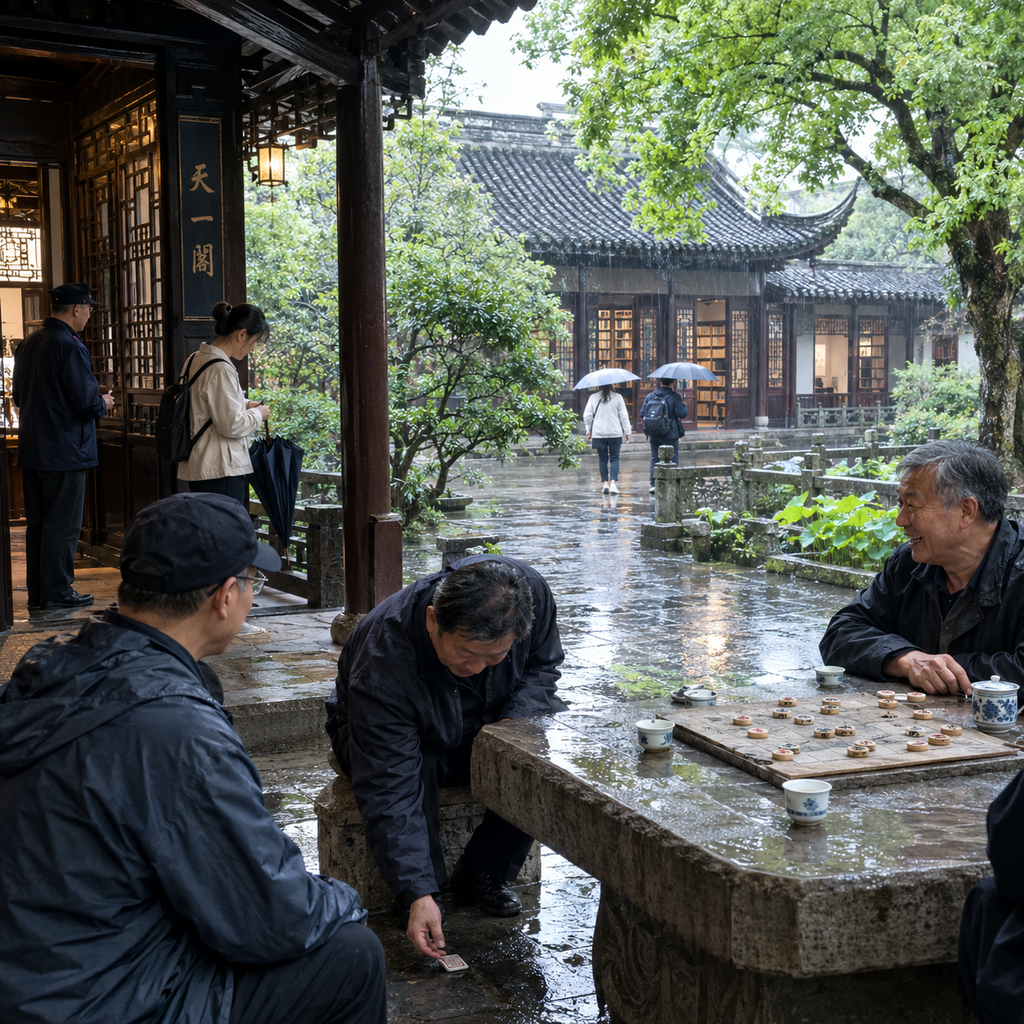 在宁波天一阁的雨声里,我学会给古籍留白 | In the Rain at Tianyi Pavilion, I Learned to Leave Space for Books