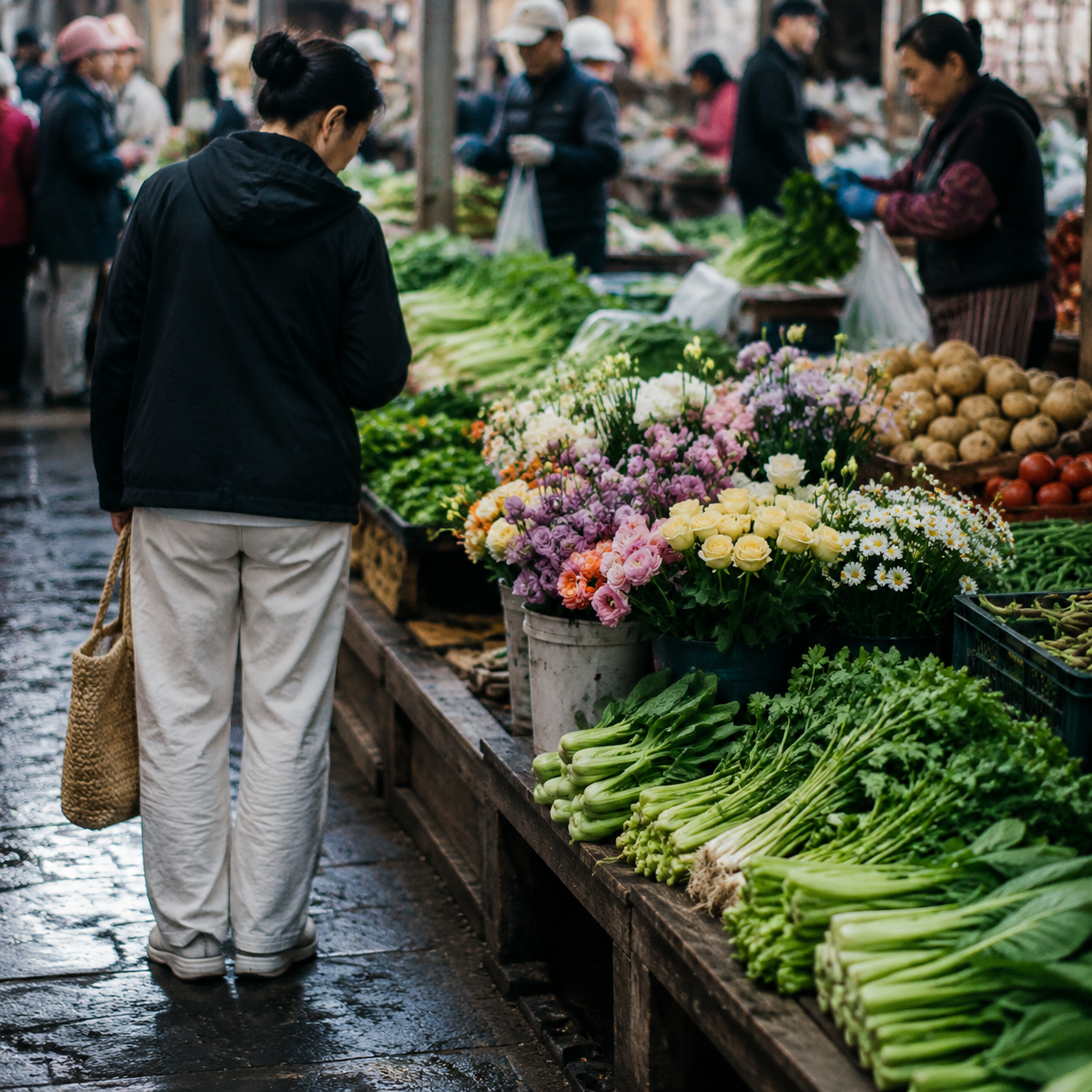 昆明菜市场里的花和菜，让我重新认识日常审美 | Flowers and Vegetables in a Kunming Market Changed How I See Everyday Beauty