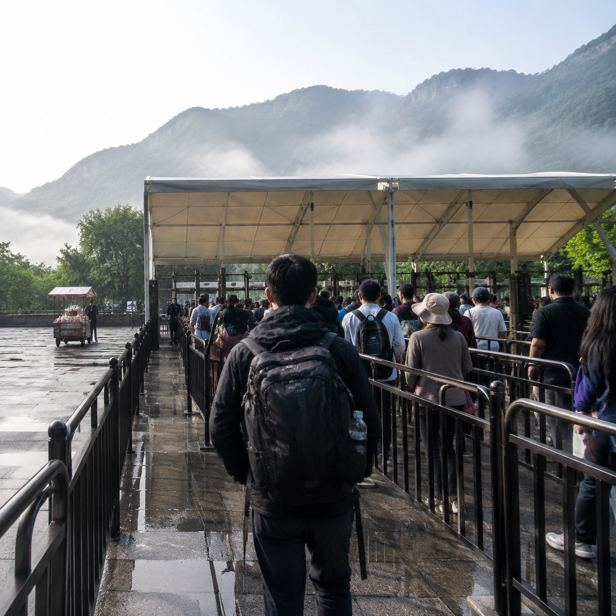 中国景区门口的安检队伍,其实有自己的节奏 | Security Lines at Chinese Scenic Spots Have Their Own Rhythm