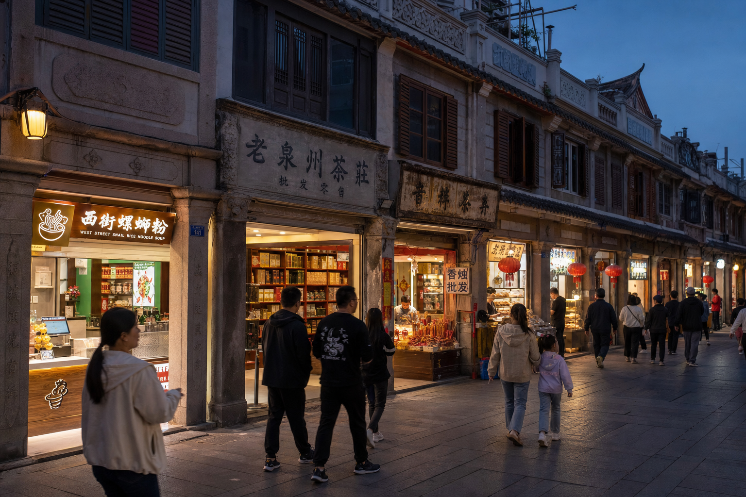 泉州西街入夜以后，一盏圆灯就能把面线糊和人情都照热 | Once Night Falls on West Street in Quanzhou, One Round Lamp Can Warm Both Noodles and Human Feeling