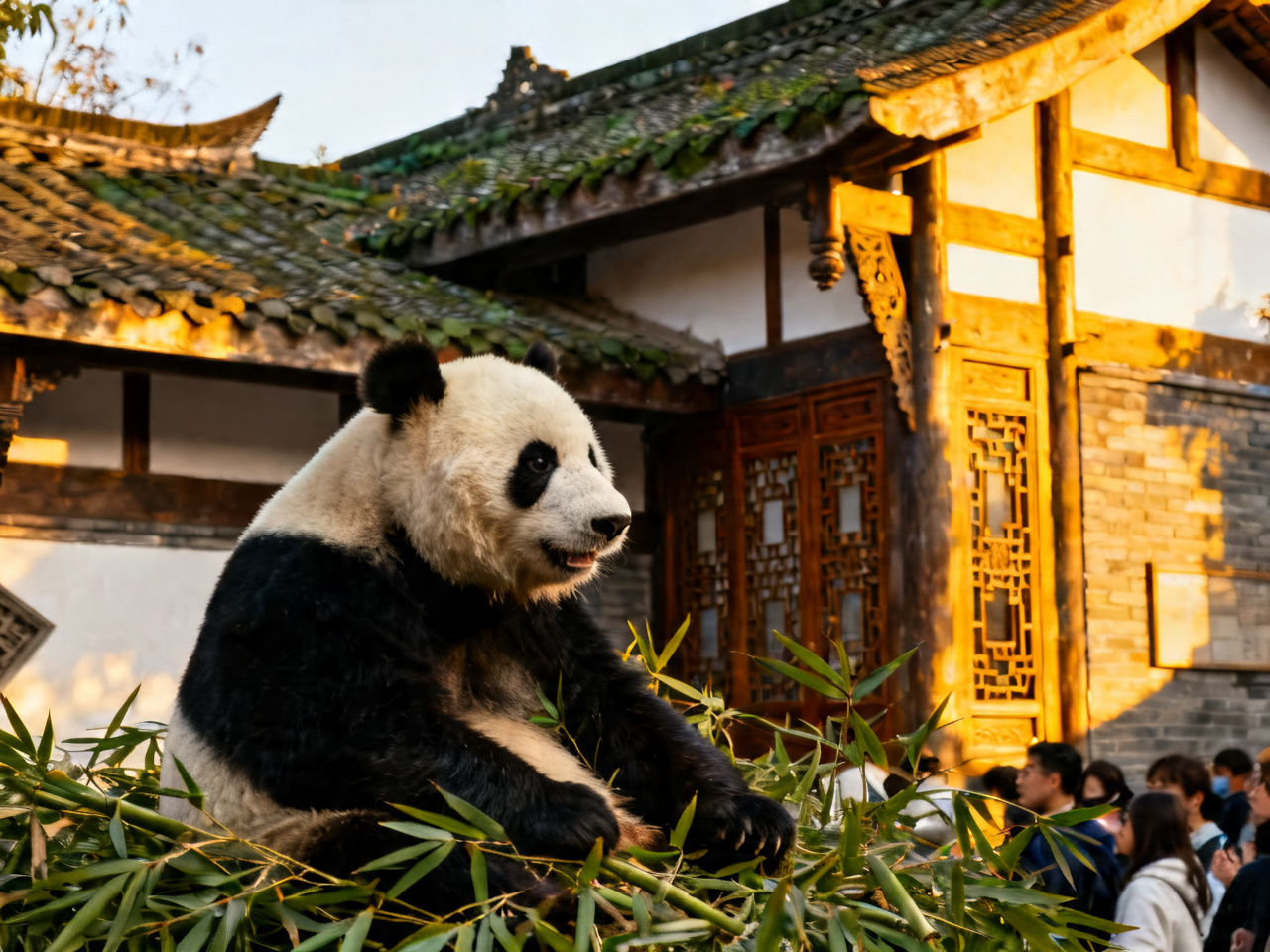 成都大熊猫与宽窄巷子