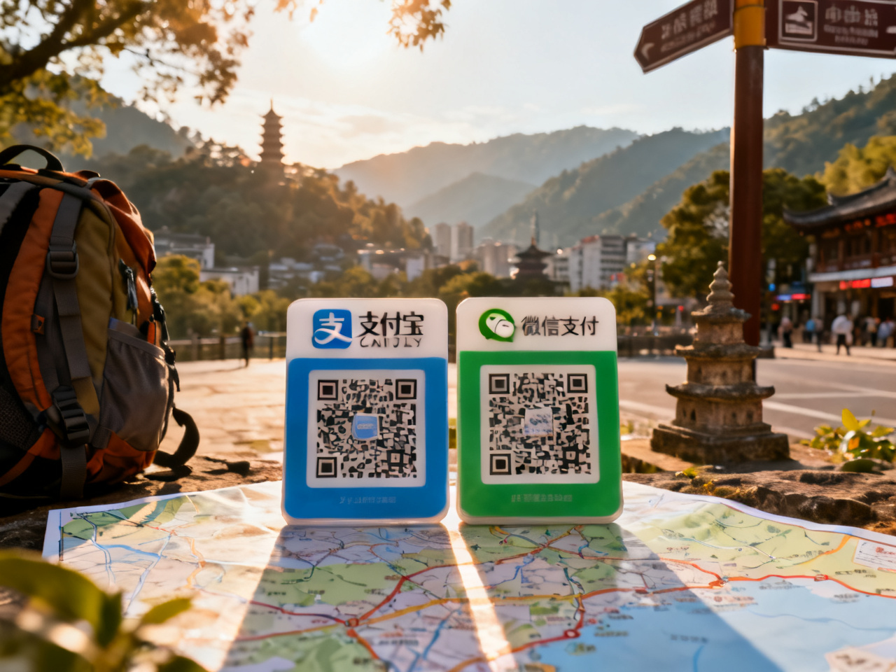 支付宝和微信支付二维码并排展示 Alipay and WeChat Pay QR codes side by side