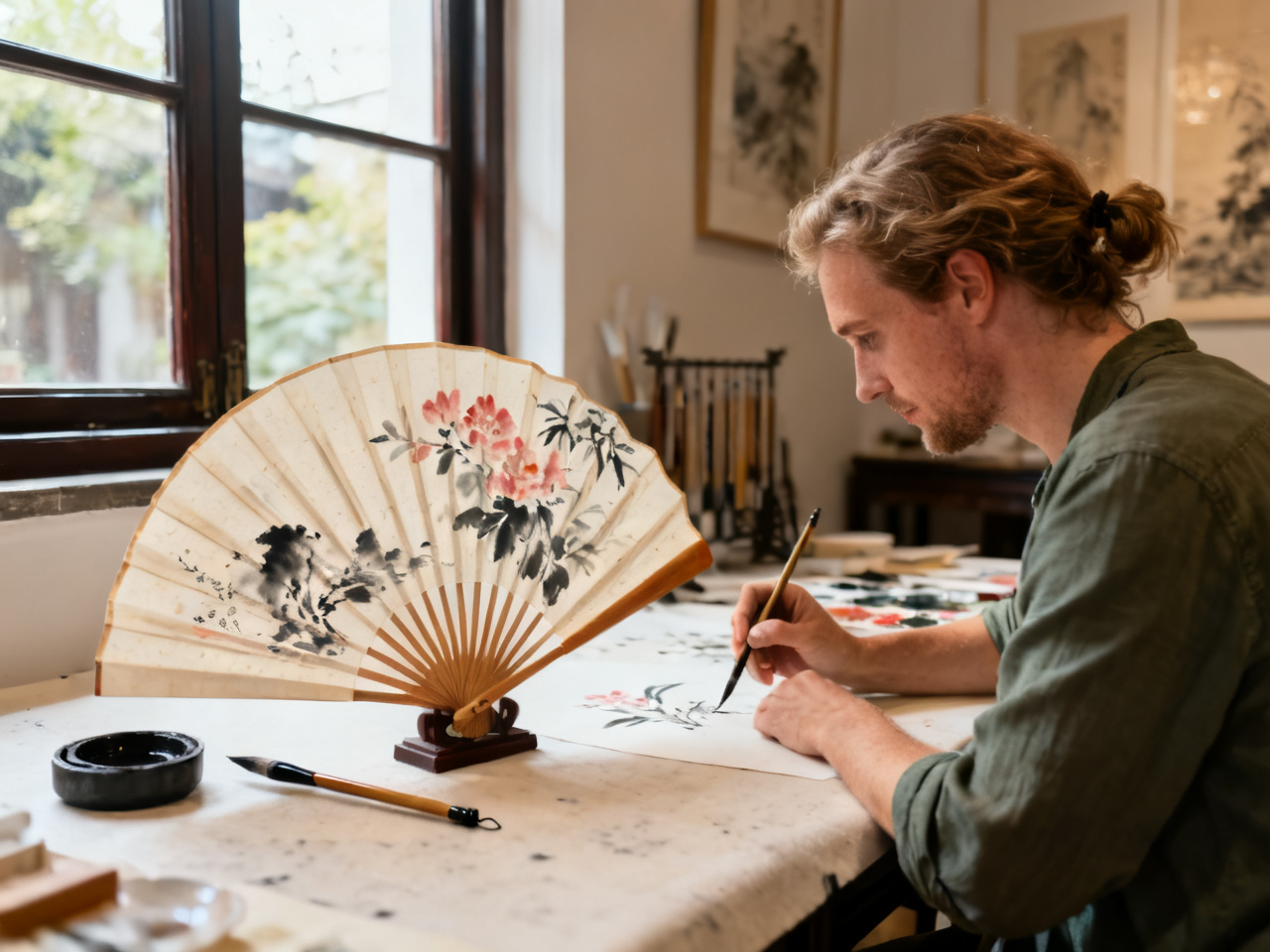 扇面书画体验：我第一次觉得&ldquo;留白&rdquo;也可以是一种邀请 | Fan Painting and Calligraphy: The First Time I Felt Blank Space Could Be an Invitation