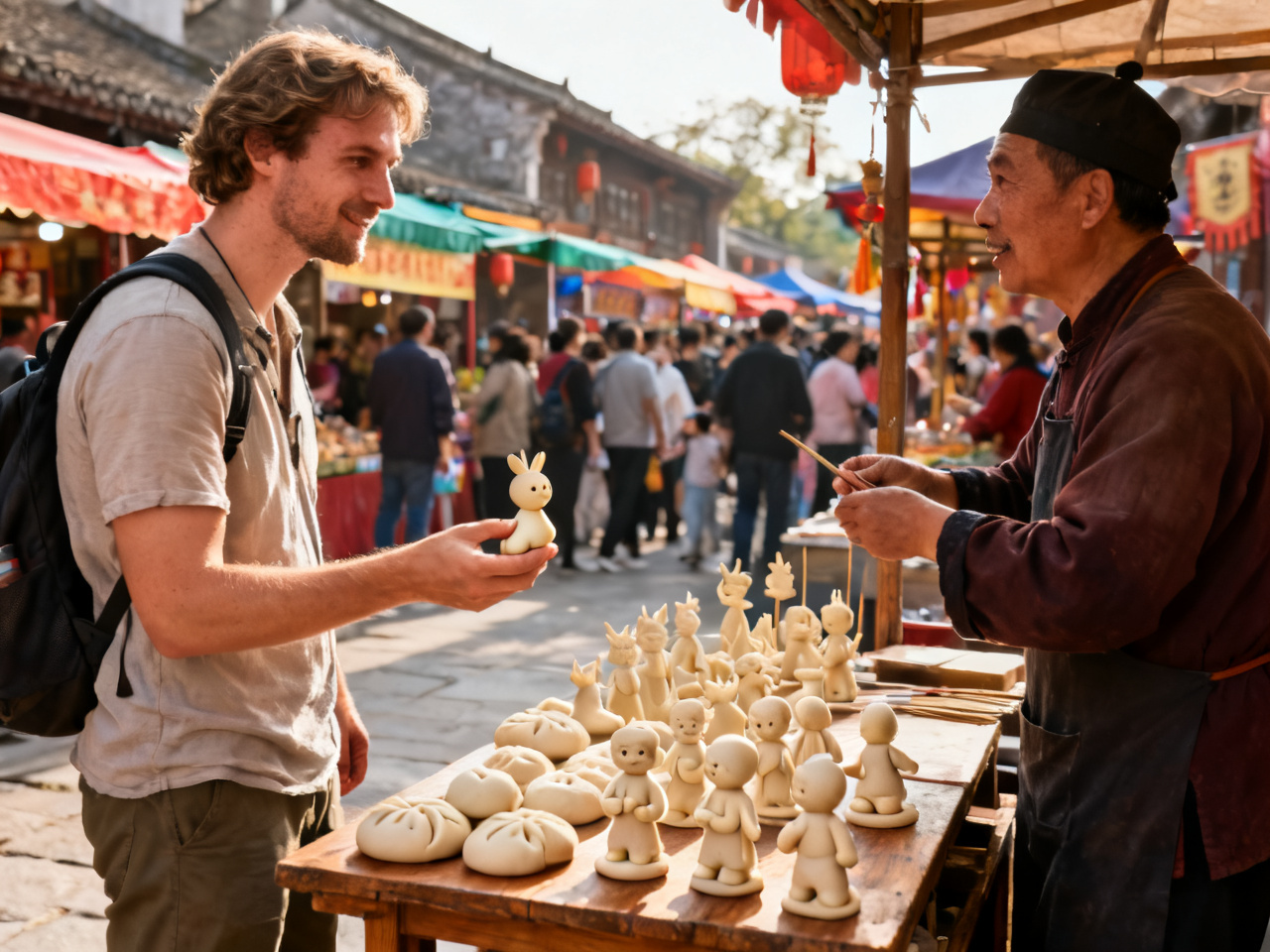 面塑摊前的半个下午:我第一次看见面团也能有表情 | At a Dough Figurine Stall: The First Time I Saw Flour and Dough Grow a Face