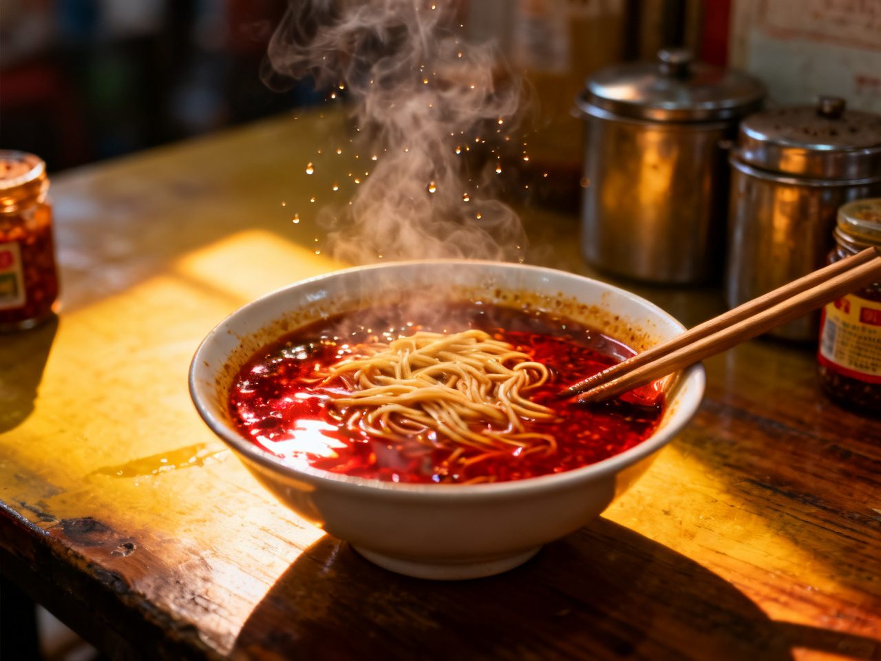 第一次在中国面馆学会先看桌上调料再加辣 | The First Lesson I Learned in a Chinese Noodle Shop Was to Check the Table Seasonings Before Adding Chili
