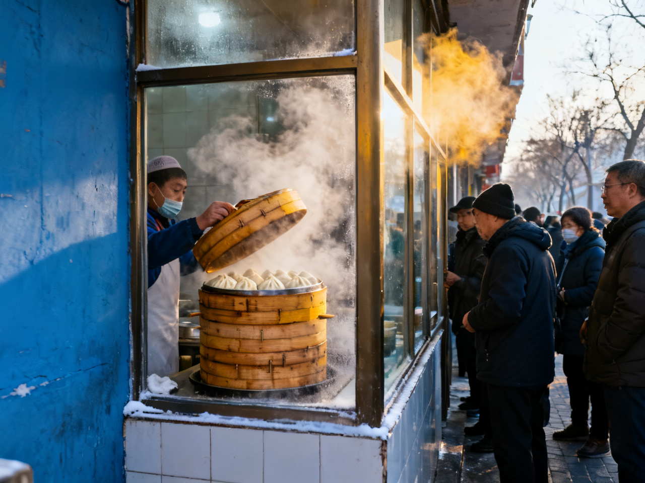 我在中国早餐摊第一次学会热包子要先撕口放气 | The First Time at a Chinese Breakfast Stall, I Learned to Tear Open a Hot Baozi First to Let the Steam Out