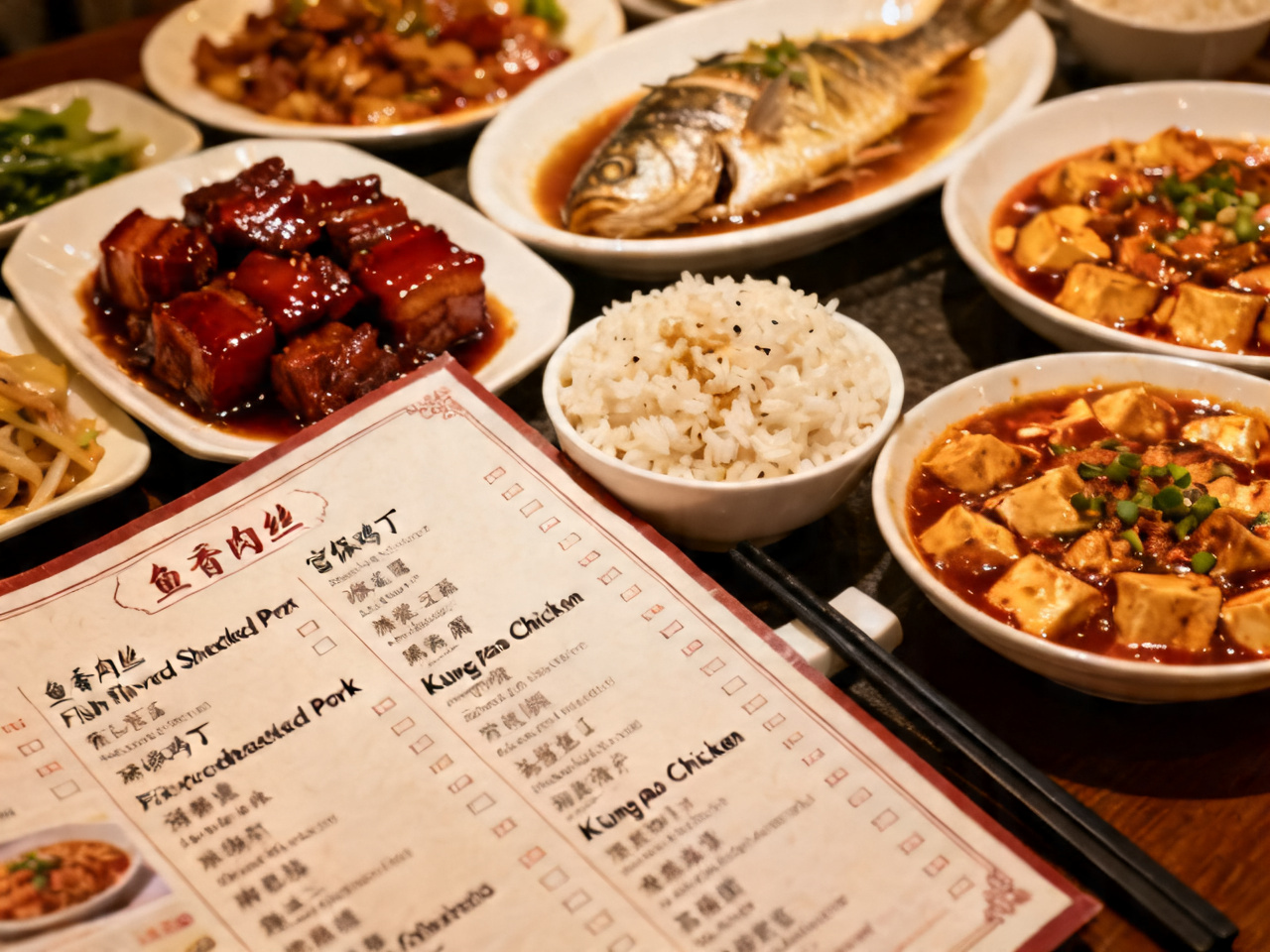 中国餐厅的英文菜单 An English menu in a Chinese restaurant