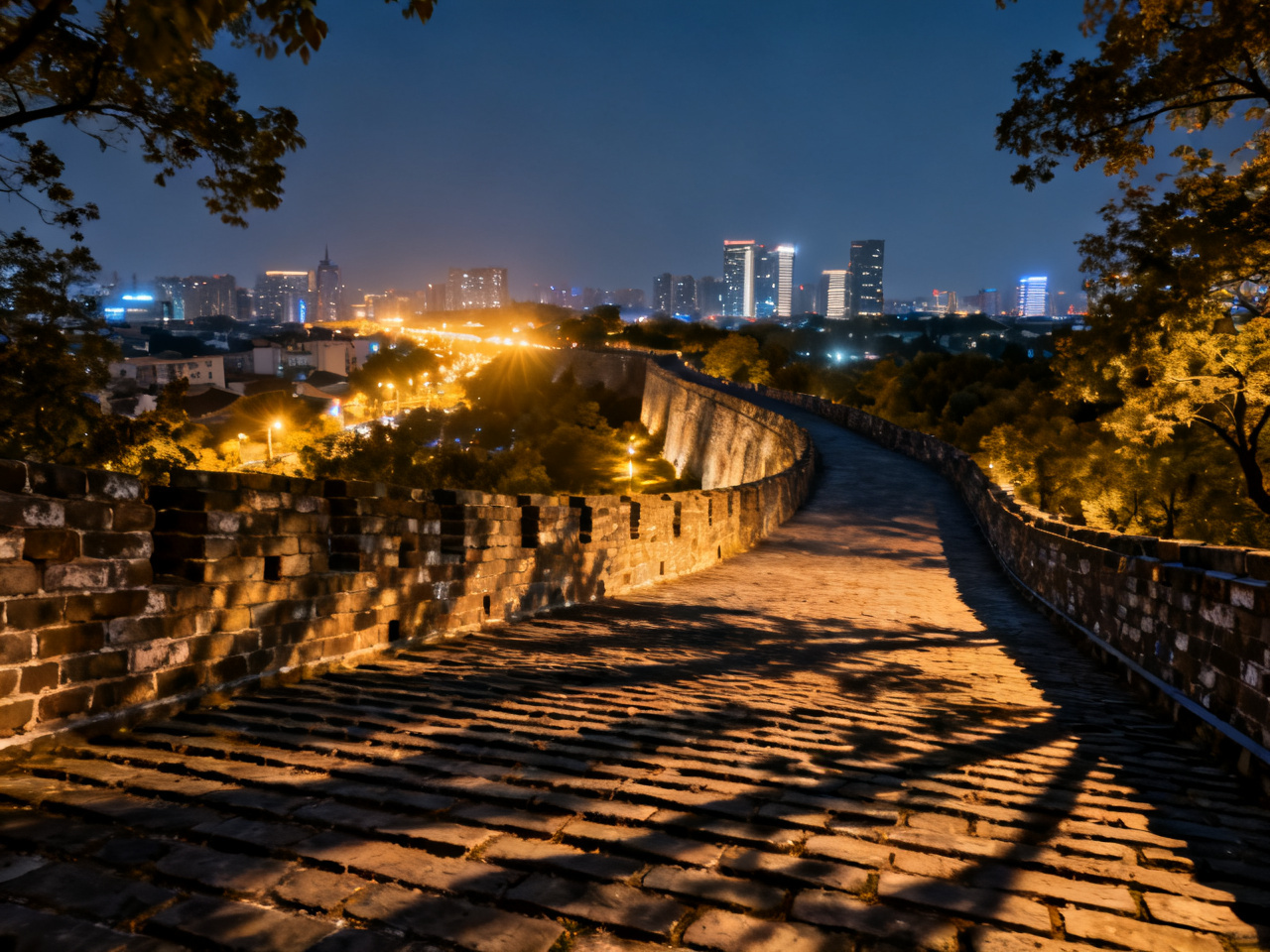 南京城墙夜色