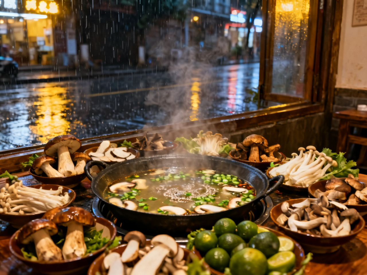 昆明下雨的晚上，我在菌子火锅店学会了什么叫&ldquo;鲜到发亮&rdquo; | On a Rainy Night in Kunming, Mushroom Hot Pot Taught Me What Bright Freshness Means