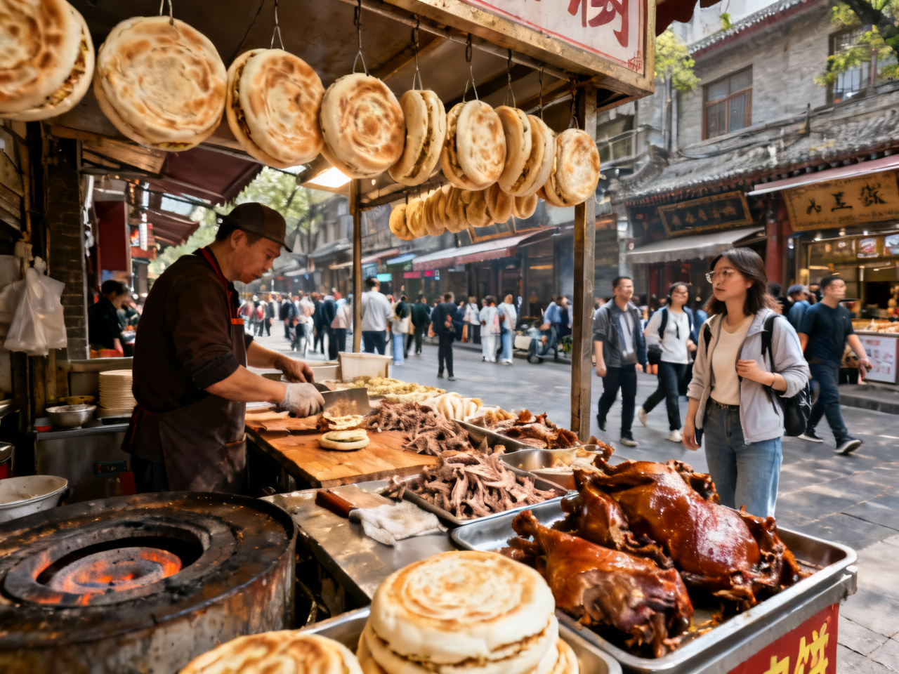 我在西安回民街试了三种肉夹馍：哪一家更值得排队 | I Tried Three Roujiamo in Xi'an Muslim Quarter